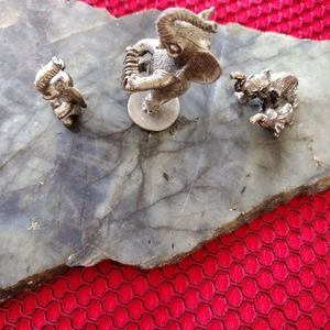 3 Miniature Pewter Elephants